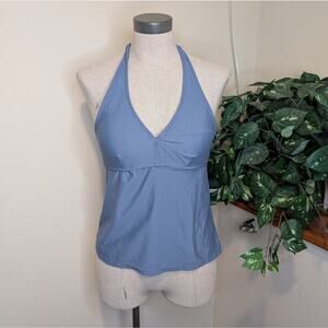 Title Nine Sky Blue Halter Swim Tankini Top Medium Adjustable Back